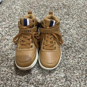 Ralph Lauren Kids' Brown High-Top Boots with Navy & Red Accent